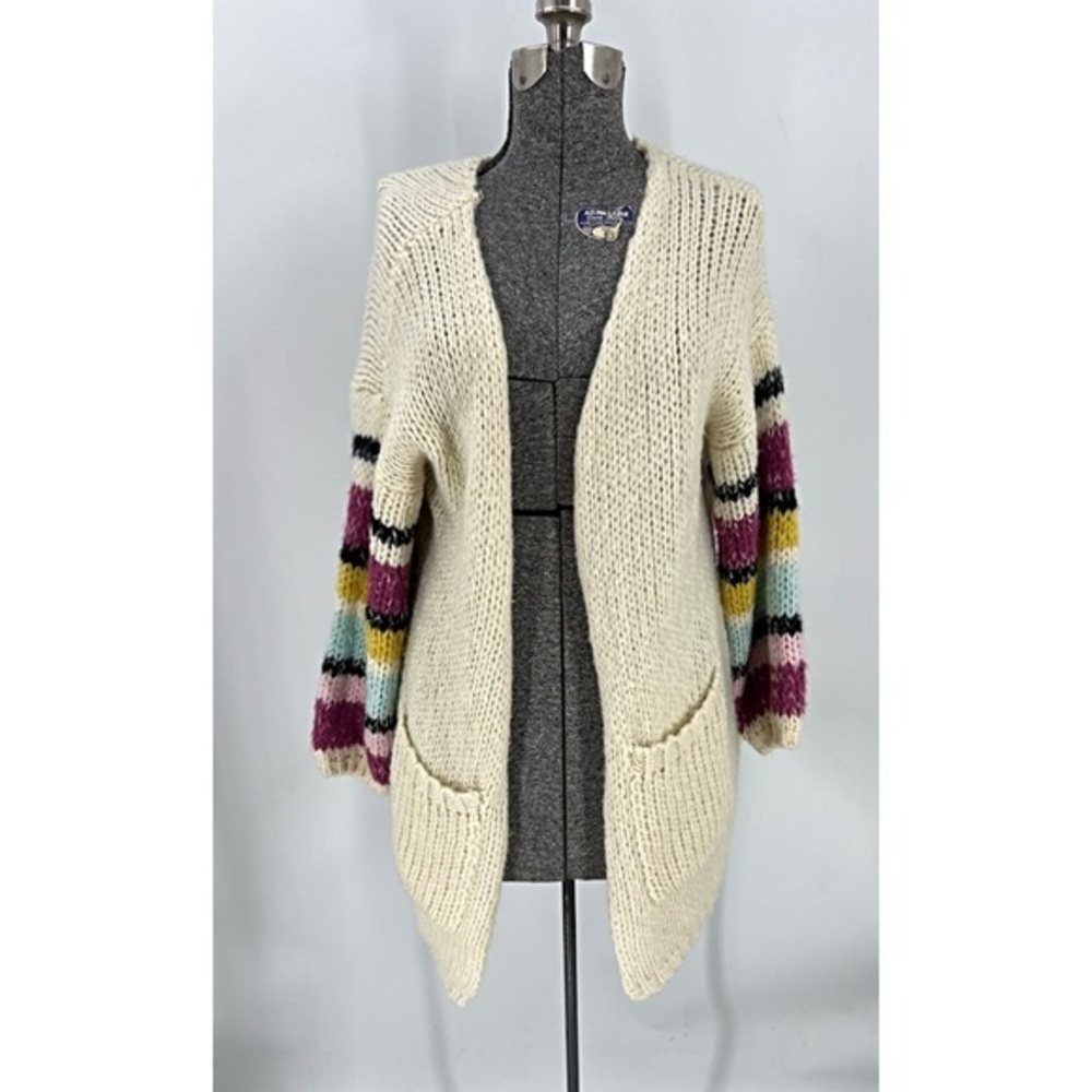 Davi & Dani Open Front Long Sleeve Striped Accent… - image 3